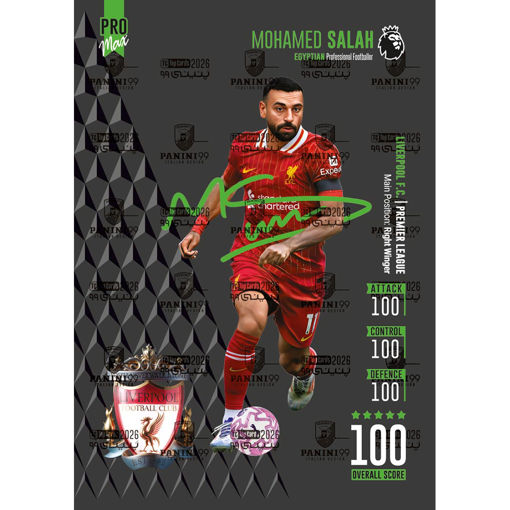 کارت محمد صلاح پنینی 99 سری پرومکس 100 امضا شده 2026