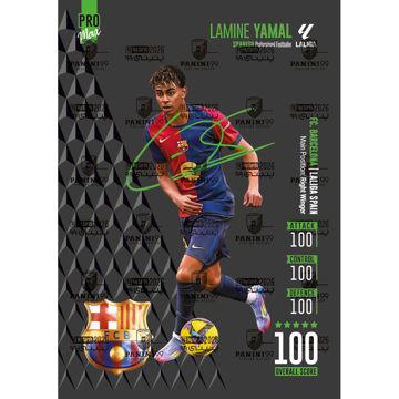 تصویر  کارت لامین یامال پنینی 99 سری پرومکس 100 امضا شده 2026